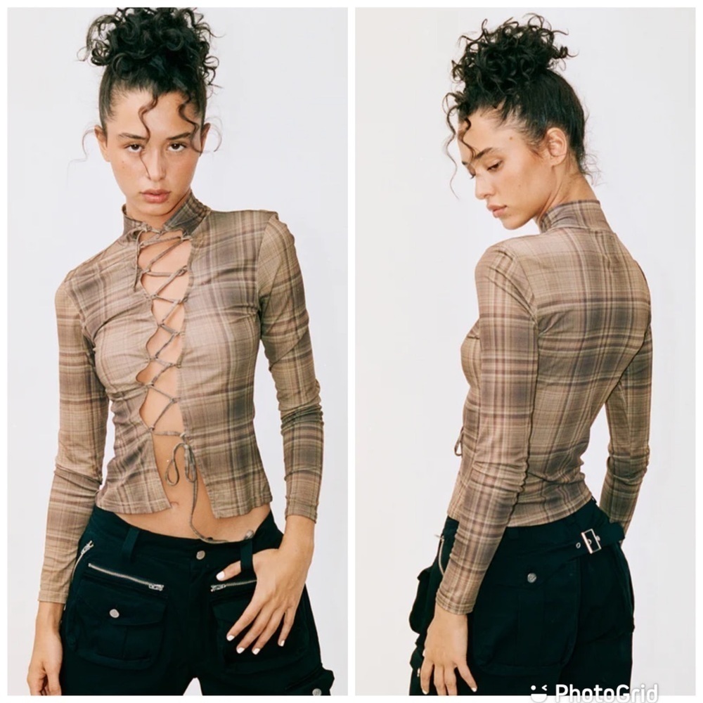 With Jean. Amethyst Top in Plaid New with Tags!